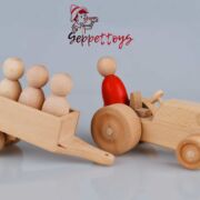 Ahşap Oyuncak Traktörün Renkli Yolcuları Peg Bebekler