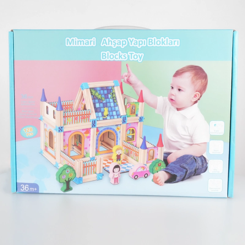 Geppettoys Ahşap 128 Parça Mimari Yapı Blokları